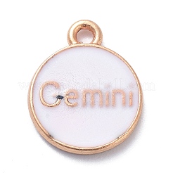 （訳あり商品：黄ばみ）  合金エナメルチャーム  星座とフラットラウンド  ホワイト  15x12x2mm  穴：1.6mm&nbsp;ENAM-XCP0001-14