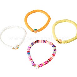 4Pcs Easter Acrylic & CCB Plastic & Polymer Clay Beads Stretch Bracelets for Women&nbsp;FS-WG063BF-01