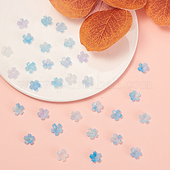 セルロースアセテート（樹脂）ビーズキャップ  5花びら  さくら  空色  10.5x11x4.5mm  穴：1mm&nbsp;RESI-CJ0001-221