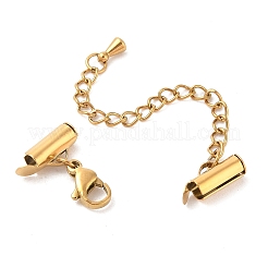 304ステンレススチールカーブチェーンエクステンダー  カニカン付き  イオンプレーティング（ip）  18KGP本金メッキ  39mm&nbsp;STAS-M061-05G-01