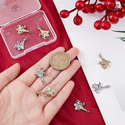8Pcs 2 Colors Brass Micro Pave Colorful Cubic Zirconia Pendants&nbsp;ZIRC-BBC0001-08