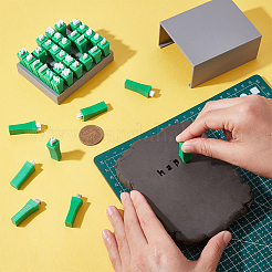 プラスチック製の小文字粘土スタンプセット  粘土陶器用  シーグリーン  93x74x41mm  模様：2.5~9.5x2.5~8ミリ  36個/セット&nbsp;DIY-WH0750-114A