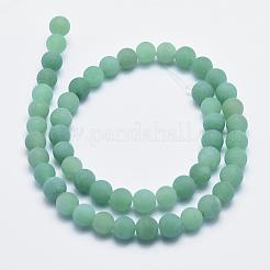 天然石グリーンアベンチュリンビーズ連売り  艶消し  ラウンド  8mm  穴：1mm  約44~47個/連  14.7インチ（37cm）&nbsp;G-G748-08-8mm