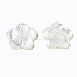 パールシェルビーズの天然な白いシェルマザーオブパール  花  19.5x20x3.5~4mm  穴：1mm&nbsp;SSHEL-T014-42D