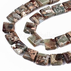 天然アクアテラジャスパービーズ連売り  印象ジャスパー  正方形  10x10x4.5mm  穴：1.4mm  約40個/連  15.75インチ（40cm）&nbsp;G-S366-018B