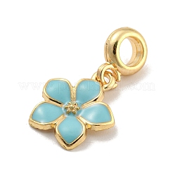Rack Plating Alloy Enamel Flower European Dangle Charms&nbsp;FIND-B034-55G-07