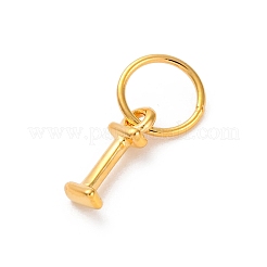 丸カン付きスターリングシルバーレターチャーム925個  ゴールドカラー  文字I  10x4x2mm  穴：5mm&nbsp;LS-STER-R008-01G-I