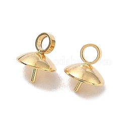 304 ステンレス カップ ペア ペグ ベイル ピン ペンダント  片穴パーツ用  18KGP本金メッキ  7x6mm  穴：1.8mm  ピン：0.8mm&nbsp;X-STAS-G248-03
