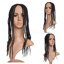 スプリングツイストかぎ針編み編み  合成編組ヘアエクステンション  高温耐熱繊維  長い＆縮毛  ブラック  18インチ（45.7cm）&nbsp;OHAR-G005-19A