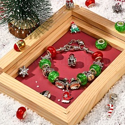 Diy ヨーロピアン ブレスレット メイキング キット  真鍮のヨーロピアンブレスレットを含む  クリスマスツリー & サンタクロース & グローブ & キャンディケイン 合金エナメルビーズ & チャーム & レジンビーズ  ミックスカラー  18個/箱&nbsp;DIY-YW0005-87