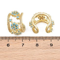 ブラスマイクロパヴェキュービックジルコニアカフイヤリング  花  ラックめっき  長持ちメッキ  18KGP本金メッキ  鉛フリー＆カドミウムフリー  空色  18x10mm&nbsp;KK-CBA960E-24G