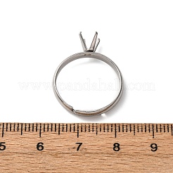 304ステンレススチールカフリング部品  4つの爪のプロングリングのセッティング  トレイ：4x4mm  3mm  内径：17mm&nbsp;STAS-D372-01P-04