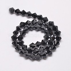 模造オーストリアクリスタルダブルコーンガラスビーズ連売り  グレードAA  多面カット  ブラック  3.5~3.8x3.5mm  穴：0.8mm  約107~110個/連  32.5~34cm&nbsp;GLAA-F029-3x3mm-02