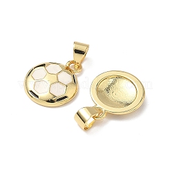 真鍮チャーム  エナメル  サッカーのチャーム  鉛フリー＆カドミウムフリー  長持ちメッキ  18KGP本金メッキ  14.5x12x2.5mm  穴：4.5x3.5mm&nbsp;KK-Q068-54G