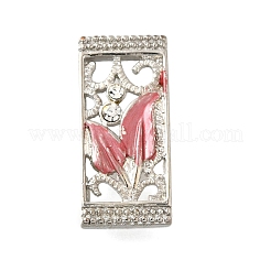 Brass Crystal Rhinestone Rectangle with Leaf Multi-Strands Links&nbsp;KK-P306-16P