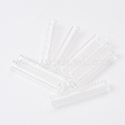 ガラスボトルペンダント  鉄パーツ  ゴールドカラー  37x6mm  穴：1.6mm  容量：1ml（0.03fl.oz）&nbsp;X-GLAA-R203-01G