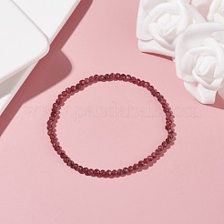 女の子の女性のための3mmの天然ガーネットビーズストレッチブレスレット  内径：2-1/4インチ（5.65cm）  ビーズ：3mm&nbsp;BJEW-JB07284-03