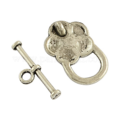 チベットスタイルの花マンテル  カドミウムフリー＆ニッケルフリー＆鉛フリー  アンティークシルバー  花：22x14x6mm  穴：2mm  バー：20x7x3mm  穴：2mm  約340 / 1000 Gにセッティング&nbsp;LS-TIBE-2119-AS-NR