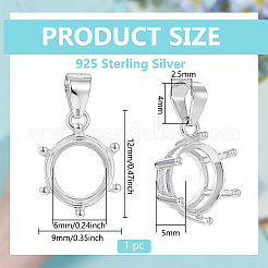 1Pc 925 Sterling Silver Pendant Cabochon Settings&nbsp;STER-BC0003-55B
