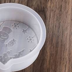 クリスマスのテーマのシリコンモールド  キャンドル型  キャンドル作り用  雪だるま  74x77x26mm  内径：65x66mm&nbsp;DIY-K073-20F