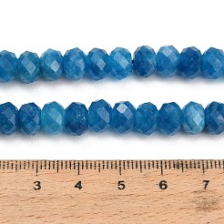 ファセットカットされた染色済みの天然白翡翠ビーズの連  ロンデル  スチールブルー  8x5.5~6mm  穴：1mm  約64~66個/連  14.76~15.16''（37.5~38.5センチメートル）&nbsp;GG-CBAE966-01A-S