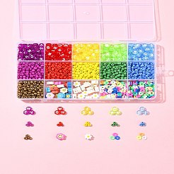 虹色の DIY ガラスシード & アクリル & 手作りポリマー粘土ビーズ ブレスレット作成キット  ミックスカラー  4~10mm  穴：1~2mm&nbsp;DIY-FS0007-74