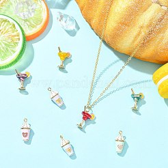 カクテル/アイスクリーム合金エナメルペンダント8個、8スタイル  ゴールドカラー  ミックスカラー  18.5~20x14.5~19.5x9.5~19.5mm  穴：1.4~1.5mm  1個/スタイル&nbsp;ENAM-CJ0007-37