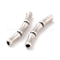 925純銀製のチューブビーズ  テクスチャーのある竹の形をした  アンティークシルバー  18x4x2.5mm  穴：1.4mm  約30個/10g&nbsp;STER-D036-26AS-02