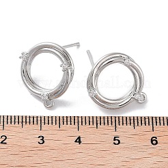 真鍮製マイクロパヴェキュービックジルコニアスタッドピアスパーツ  ラウンド  プラチナメッキ  18x15.5mm  穴：1.2mm  ピン：0.8mm&nbsp;KK-E107-20P