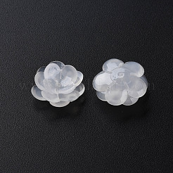 プラスチックビーズ  花  乳白色  13x13x5.5~6.5mm  穴：1~1.4mm&nbsp;KY-N015-70-05