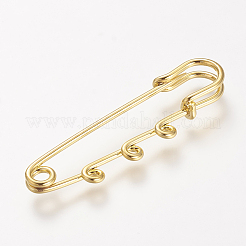 鉄安全ブローチパーツ  キルトピン  ゴールドカラー  50~55x15x5mm  穴：1.5mm&nbsp;X-IFIN-R226-G