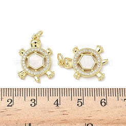 真鍮製マイクロパヴェキュービックジルコニアペンダント  シェルと  カメ  丸カン付き  18KGP本金メッキ  21x16x3mm  穴：3.5mm&nbsp;KK-P330-09G
