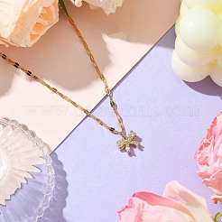 Brass Micro Pave Cubic Zirconia Charms Necklace for Women&nbsp;NJEW-JN04913