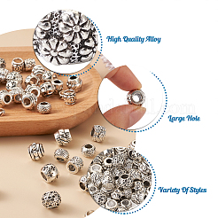 100Pcs 10 Style Tibetan Style Alloy European Beads&nbsp;TIBEB-MP0001-01