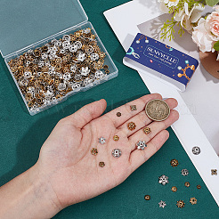360 個 12 スタイル チベット スタイル合金ビーズ キャップ  花  ミックスカラー  6~10.5x6~12x1.5~4mm  穴：1~2mm  30個/スタイル&nbsp;TIBE-SC0002-36