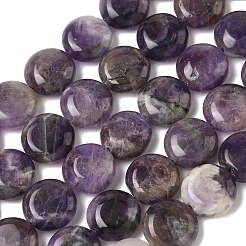 天然石アメジストビーズ連売り  フラットラウンド  15x6mm  穴：1mm  約26個/連  15.35''（39センチメートル）&nbsp;G-L648-B25-15mm