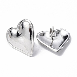 変色しない304ステンレススチール製ハートスタッドピアス（女性用）  ステンレス鋼色  21x20mm  ピン：0.7mm&nbsp;EJEW-F300-16P