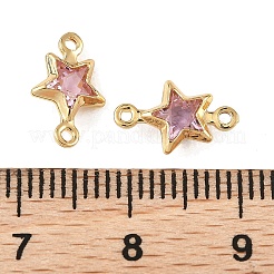 SHEGRACE Brass Pave Cubic Zirconia Star Connector Charms&nbsp;XGRQ2O351-441B-G