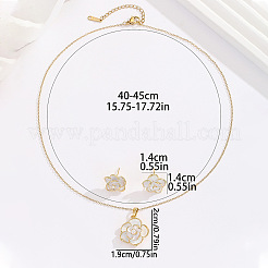 Brass Enamel Flower Pendant Necklaces & Stud Earrings Sets for Women&nbsp;FS-WG71802-01