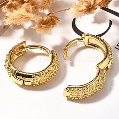 ラックメッキリング真鍮フープピアス女性用  カドミウムフリー＆鉛フリー  長持ちするプレート  18KGP本金メッキ  14.5~15x4.5mm&nbsp;EJEW-C125-11G