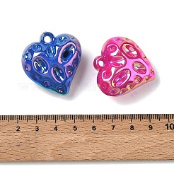 UVメッキ不透明アクリルパーツ  ハートチャーム  ミックスカラー  35x33x17mm  穴：3.5mm&nbsp;AC-CBA617C-02
