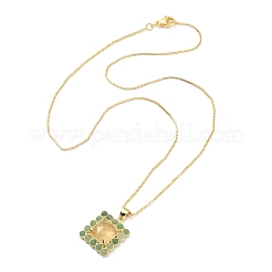 Natural Yellow Agate & Green Aventurine Rectangle Pendant Necklace&nbsp;NJEW-B089-01G-01