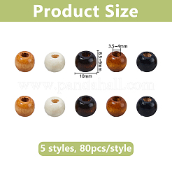 400Pcs 5 Styles Wooden Beads&nbsp;WOOD-DC0001-40