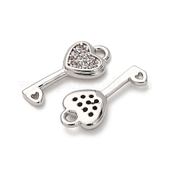 真鍮製マイクロパヴェキュービックジルコニアペンダント  キーホルダーキー  プラチナ  13.5x6.5x2mm  穴：1.2mm&nbsp;ZIRC-L105-05A-P