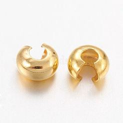 真鍮製つぶし玉カバーカシメ玉カバー  ニッケルフリー  金色  サイズ：直径約5mm  穴：1.5~1.8mm&nbsp;KK-H291-NFG-NF