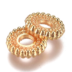 ラックメッキ合金スペーサービーズ  フラットラウンド  長持ちメッキ  ゴールドカラー  7.5x2mm  穴：2.5mm&nbsp;PALLOY-L224-09G