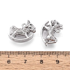 真鍮舗装クリアキュービックジルコニアペンダント  馬のチャームをロッキング  プラチナメッキ  13x17.5x7mm  穴：1.4mm&nbsp;KK-T081-02P