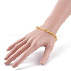 ナチュラルイエローオパールラウンドビーズストレッチブレスレット  女性のためのアクセサリー用原石のアクセサリー  内径：2-3/8インチ（5.9cm）&nbsp;BJEW-JB07901
