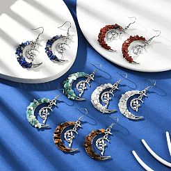 Natural Mixed Gemstone Chips Dangle Earrings&nbsp;EJEW-JE06174