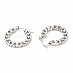 変色しない304ステンレススチールカーブチェーンシェイプスタッドピアス（女性用）  ステンレス鋼色  20x22x2mm  ピン：0.7mm&nbsp;X-EJEW-F283-02P